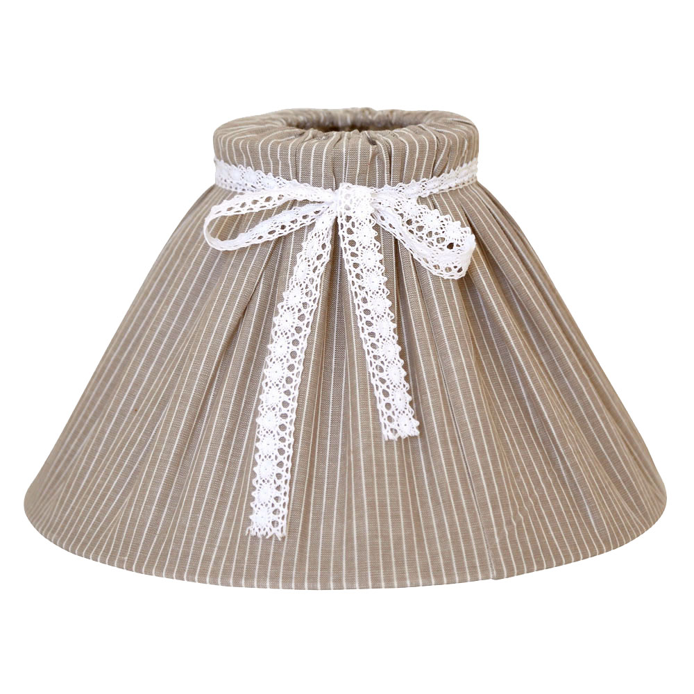 Schleife braun Hamptons Tischlampe mit weiß LINNEA Großer Lampenschirm gestreift