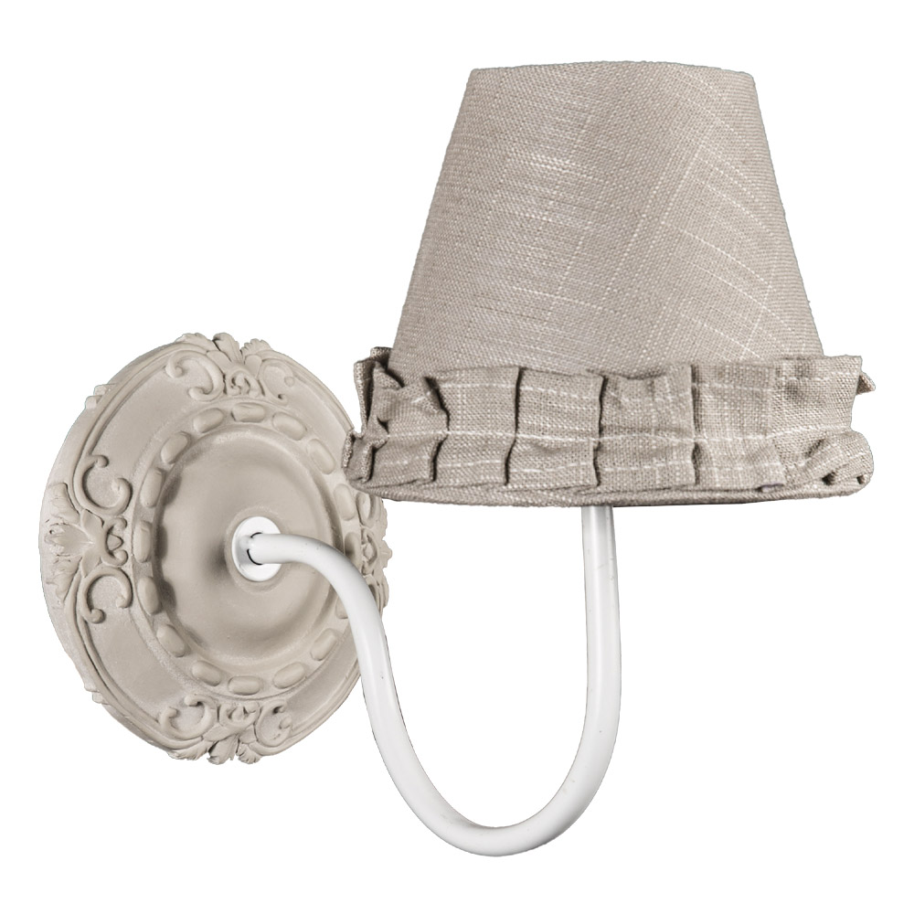 Wandlampe CAMILLE Beige Braun Weiß Landhausstil French Shabby Chic Wandleuchte